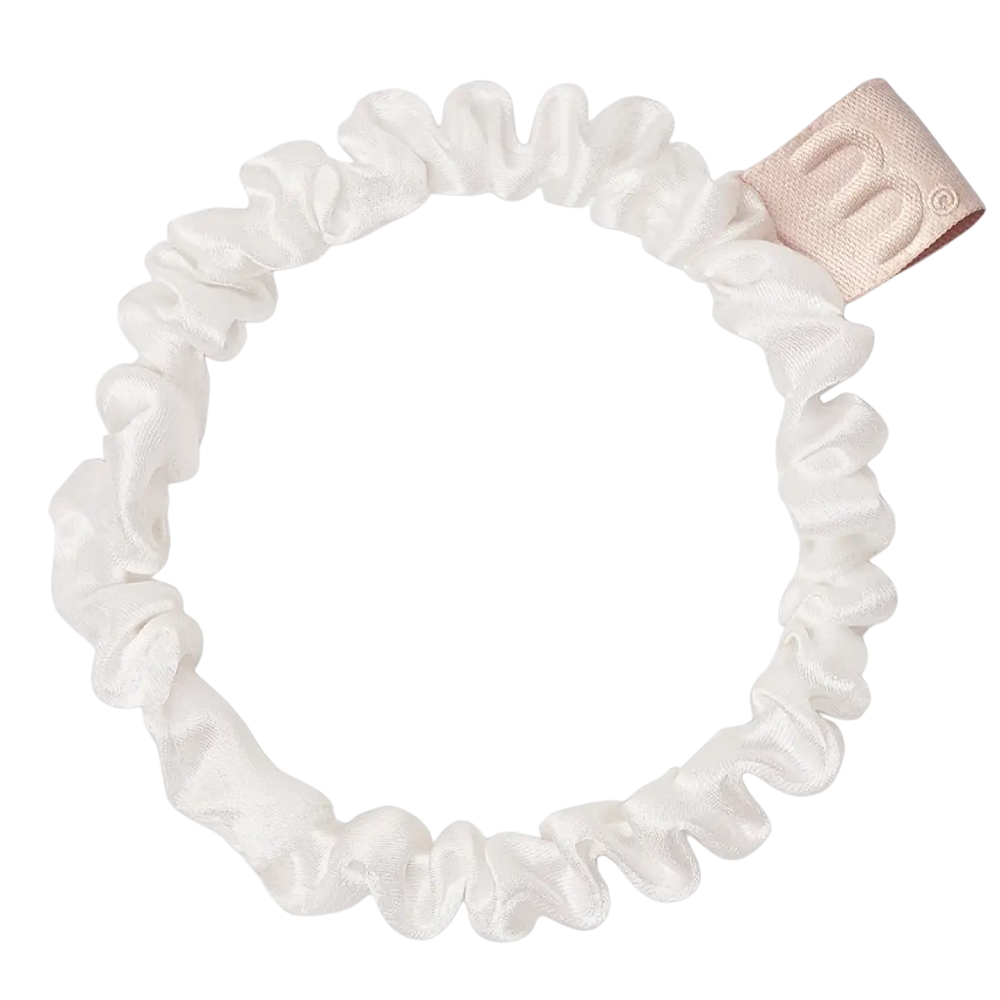 MON MOU Silk Slim Scrunchie White - Тонка шовкова резинка (біла)